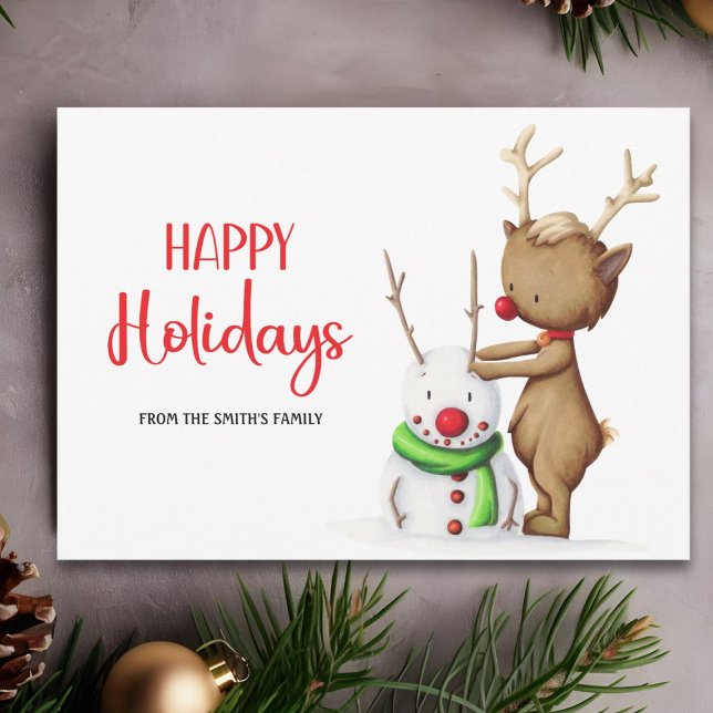 Cartes Pour Fêtes Annuelles Joyeux Noël bonhomme de neige Renne Mignon (Créateur téléchargé)