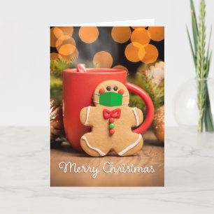 Cartes Pour Fêtes Annuelles Joyeux Noël Bonhomme en pain d'épices en masque fa