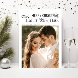 Cartes Pour Fêtes Annuelles Joyeux Noël Bonne Année 2 Photos Jeunes Mariés