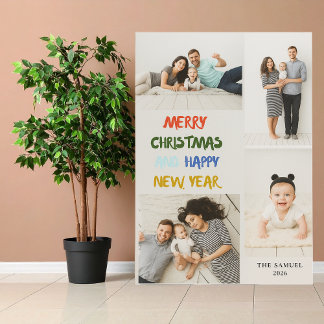 Cartes Pour Fêtes Annuelles Joyeux Noël & Bonne Année 4 Collage de Photos