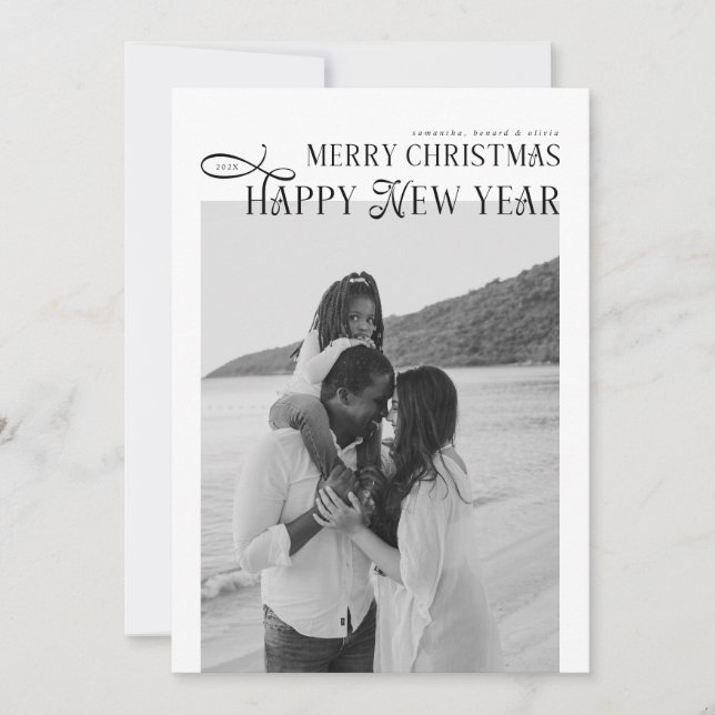 Cartes Pour Fêtes Annuelles Joyeux Noël Bonne Année Famille 4 Photos (Devant)