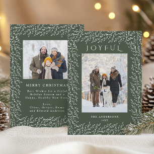 Cartes Pour Fêtes Annuelles Joyeux Noël Botanique 2 Photo Vert Chasseur