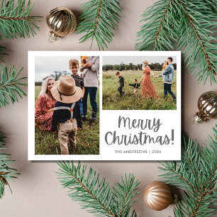 Cartes Pour Fêtes Annuelles Joyeux Noël Botanique Oiseau Deux Photo Famille