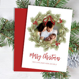 Cartes Pour Fêtes Annuelles Joyeux Noël Botanique Vacances d'hiver Wreath