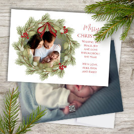 Cartes Pour Fêtes Annuelles Joyeux Noël Botanique Vacances d'hiver Wreath