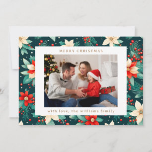 Cartes Pour Fêtes Annuelles Joyeux Noël Botanique Verdure Deux Photo