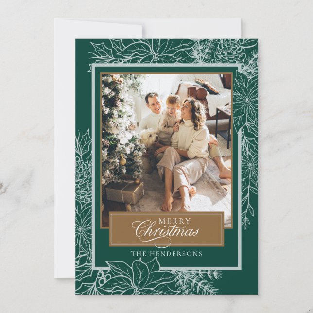 Cartes Pour Fêtes Annuelles Joyeux Noël botanique vert (Devant)