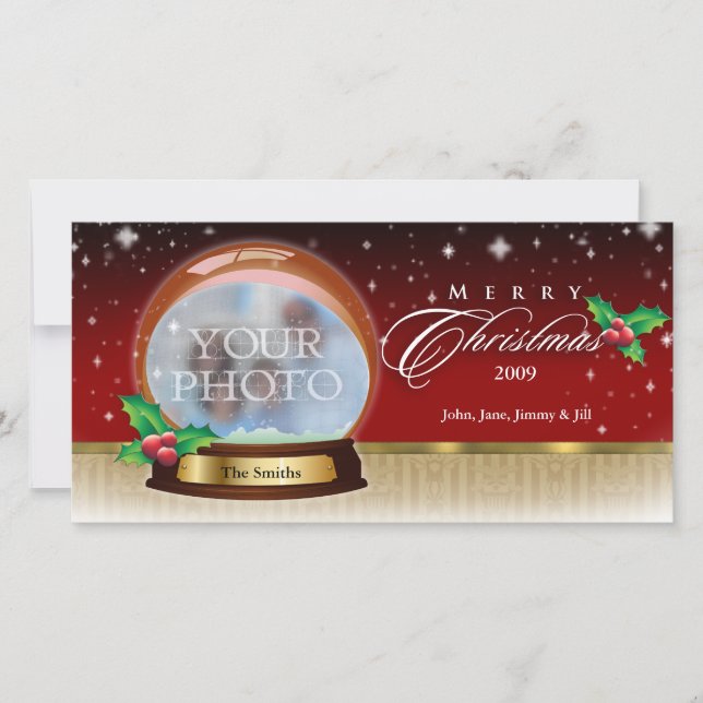 Cartes Pour Fêtes Annuelles Joyeux Noël Boule à Neige Personnalisable 6 (Devant)