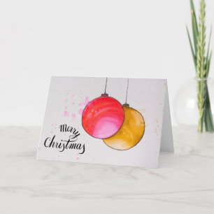 Cartes Pour Fêtes Annuelles Joyeux Noël, boules de Noël aquarelle