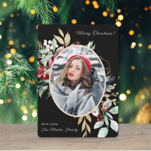 Cartes Pour Fêtes Annuelles Joyeux Noël Bouquet feuilleté Photo