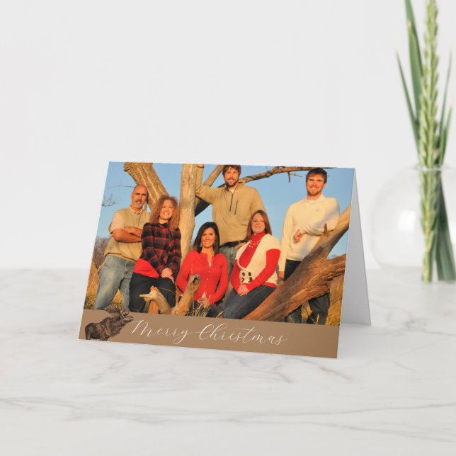 Cartes Pour Fêtes Annuelles Joyeux Noël Brown orignal blanc (Devant)