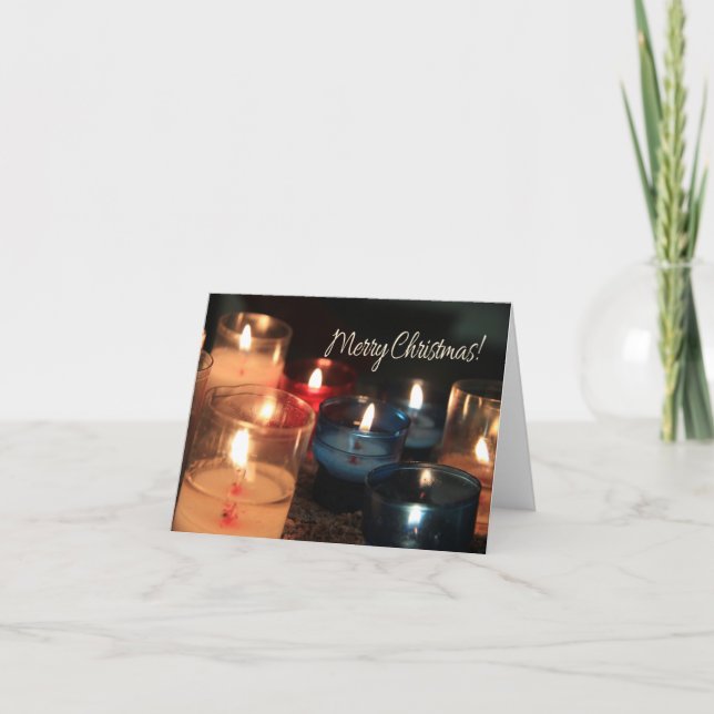 Cartes Pour Fêtes Annuelles Joyeux Noël Brûler des bougies Noël (Devant)