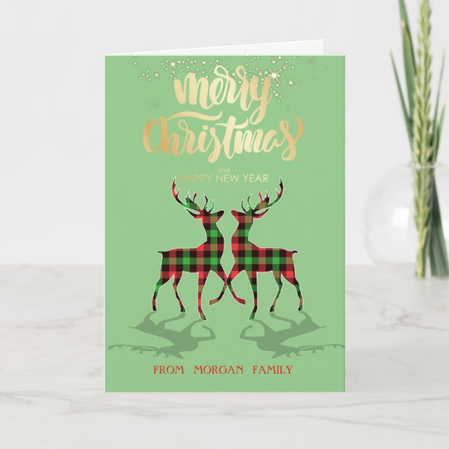 Cartes Pour Fêtes Annuelles Joyeux Noël, Buffalo Pleid Reindees (Devant)