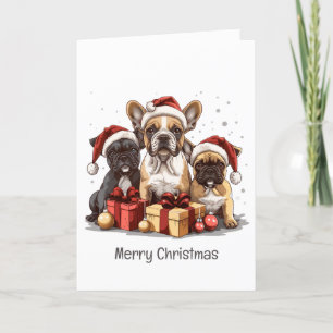 Cartes Pour Fêtes Annuelles Joyeux Noël Bulldogs français Santa Hat