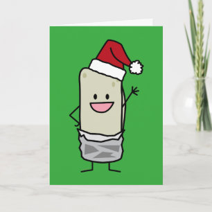 Cartes Pour Fêtes Annuelles Joyeux Noël Burrito Waving Bonjour Santa Hat