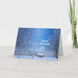 Cartes Pour Fêtes Annuelles Joyeux Noël Cabane enneigée en solitude hivernale