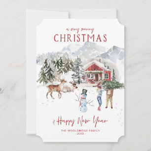 Cartes Pour Fêtes Annuelles Joyeux Noël Cabine rustique cosy