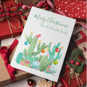 Cartes Pour Fêtes Annuelles Joyeux Noël Cactus Désert Cactus Sud-ouest