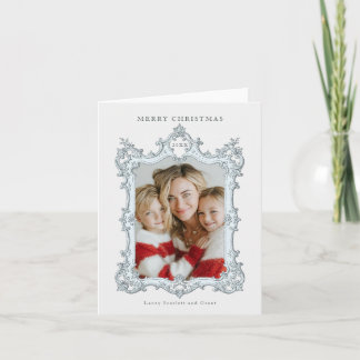 Cartes Pour Fêtes Annuelles Joyeux Noël Cadre élégant vintage bleu