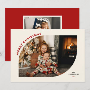 Cartes Pour Fêtes Annuelles Joyeux Noël Cadre moderne Lettres rouges