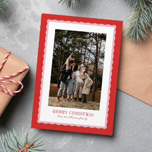 Cartes Pour Fêtes Annuelles Joyeux Noël cadre ondulé rose rouge photo