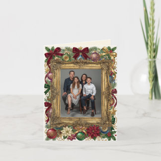 Cartes Pour Fêtes Annuelles Joyeux Noël Cadre Photo en Or
