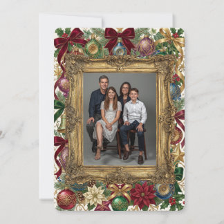 Cartes Pour Fêtes Annuelles Joyeux Noël Cadre Photo en Or