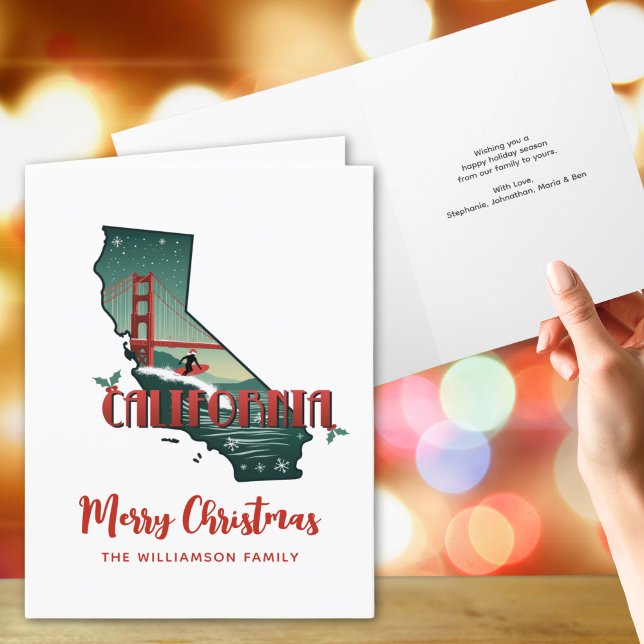 Cartes Pour Fêtes Annuelles Joyeux Noël California State Holiday Card (Add text & Family name to personalize.  Matching items available in collection)