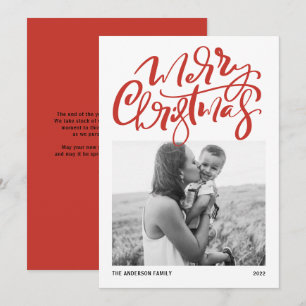 Cartes Pour Fêtes Annuelles Joyeux Noël Calligraphie Moderne Photo Rouge