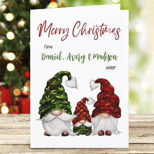 Cartes Pour Fêtes Annuelles Joyeux Noël Calligraphie Rustique Gnome Famille