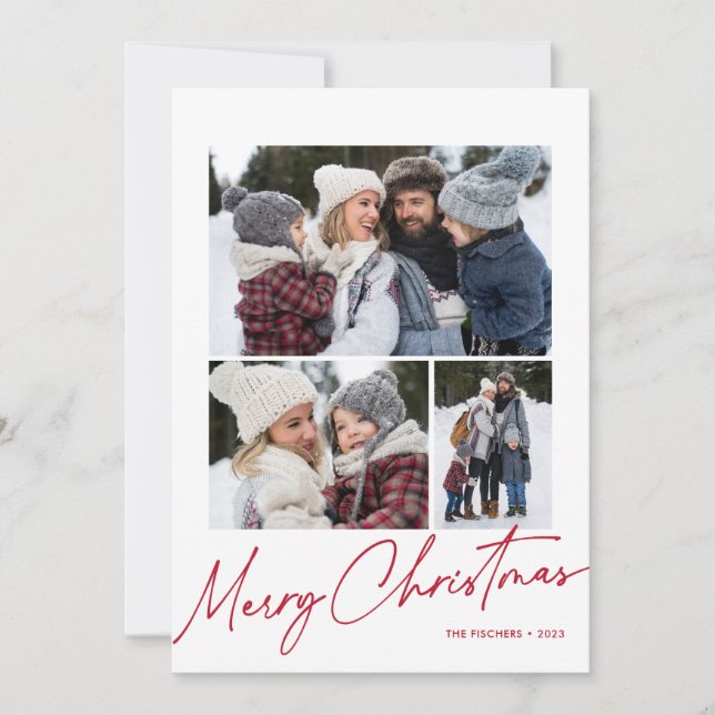 Cartes Pour Fêtes Annuelles Joyeux Noël Calligraphie Script Simple 4 Photo (Devant)