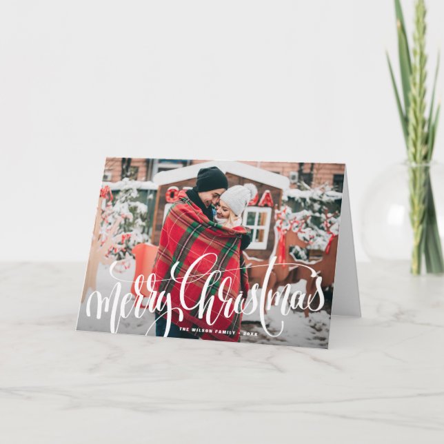 Cartes Pour Fêtes Annuelles Joyeux Noël Calligraphie superposition photo (Devant)