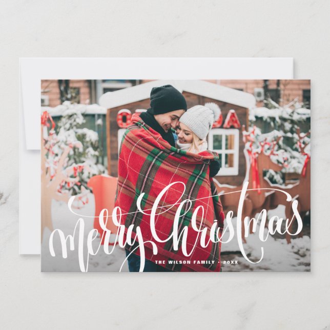 Cartes Pour Fêtes Annuelles Joyeux Noël Calligraphie superposition photo (Devant)