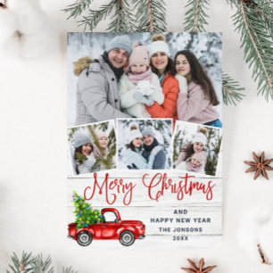 Cartes Pour Fêtes Annuelles Joyeux Noël Camion de ferme rouge 4 Photo