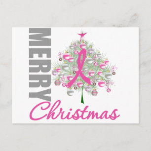 Cartes Pour Fêtes Annuelles Joyeux Noël Cancer du Sein Pink Ribbon Wreath