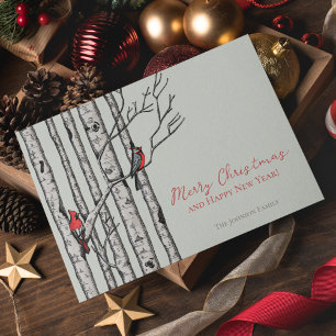 Cartes Pour Fêtes Annuelles Joyeux Noël Cardinals Branches de bijoux Photo