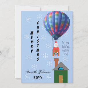 Cartes Pour Fêtes Annuelles Joyeux Noël Cartoon Père Noël dans un ballon à air