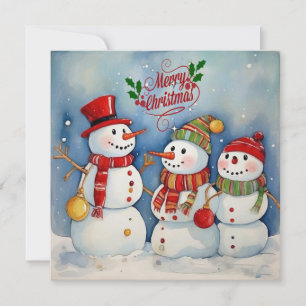 Cartes Pour Fêtes Annuelles Joyeux Noël, Célébration des Bonshommes de Neige