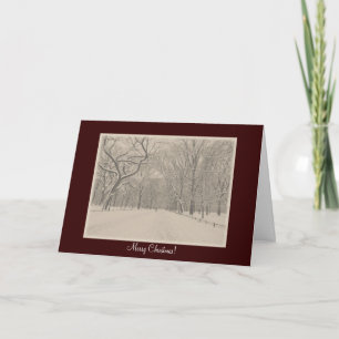 Cartes Pour Fêtes Annuelles Joyeux Noël - Central Park Poet's Walk Winter