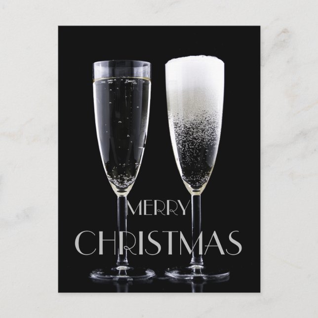 Cartes Pour Fêtes Annuelles Joyeux Noël Champagne Flute Lunettes de soleil (Devant)