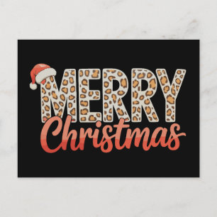 Cartes Pour Fêtes Annuelles Joyeux Noël Chapeau de Santa Léopard Xmas Guépard