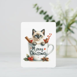 Cartes Pour Fêtes Annuelles Joyeux Noël Chat Dans Une Tasse - Noël