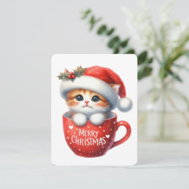 Cartes Pour Fêtes Annuelles Joyeux Noël Chat Dans Une Tasse - Noël