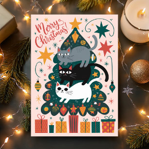 Cartes Pour Fêtes Annuelles Joyeux Noël Chats Empilés