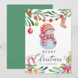 Cartes Pour Fêtes Annuelles Joyeux Noël. Cher motoneige à aquarelle drôle
