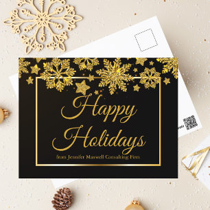 Cartes Pour Fêtes Annuelles Joyeux Noël Chic Entreprise Noël Noir Or
