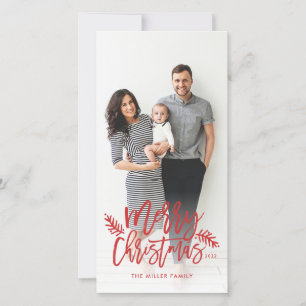 Cartes Pour Fêtes Annuelles Joyeux Noël Chic Main Lettré Photo de vacances