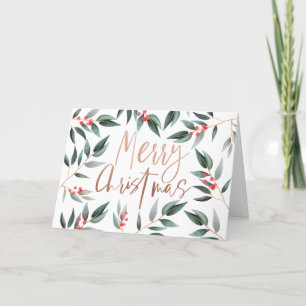 Cartes Pour Fêtes Annuelles Joyeux Noël   Chic Winter Sage Foliing & Berry