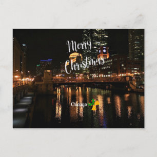 Cartes Pour Fêtes Annuelles Joyeux Noël - Chicago Skyline la nuit