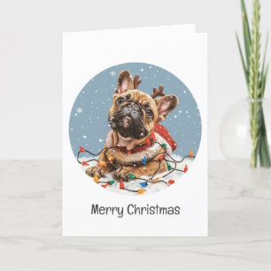 Cartes Pour Fêtes Annuelles Joyeux Noël Chien de rennes Français Bulldog